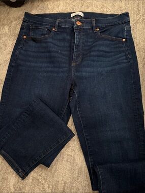 LOFT Dark Indigo Jeans with Copper Button